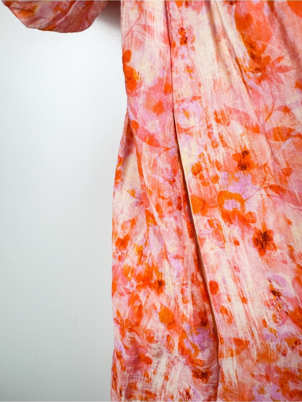 Anthropologie Women Sz XL Smocked Babydoll Printed Midi Dress Orange Cottagecore - Picture 8 of 11